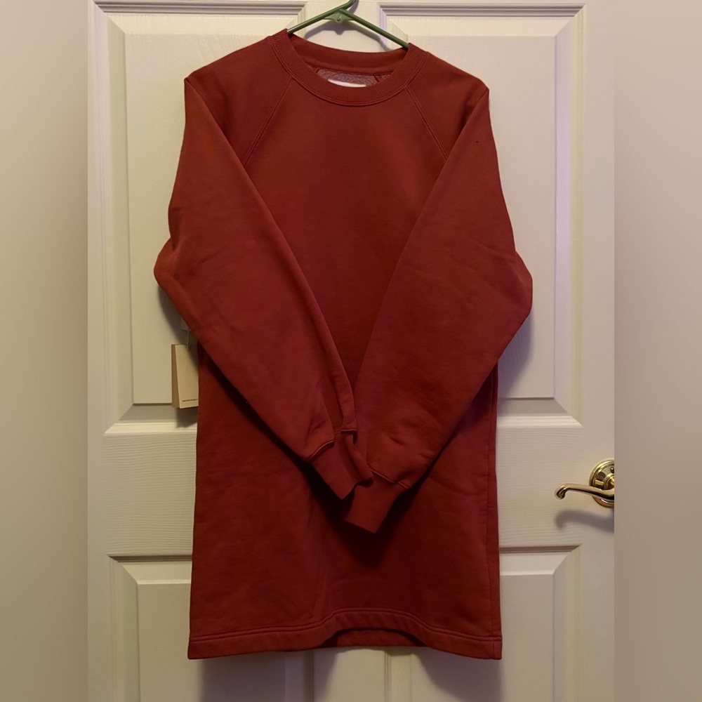 Wilfred by Aritzia Burnt Orange/Rust Red Long Sleeve Sweatshirt Dress